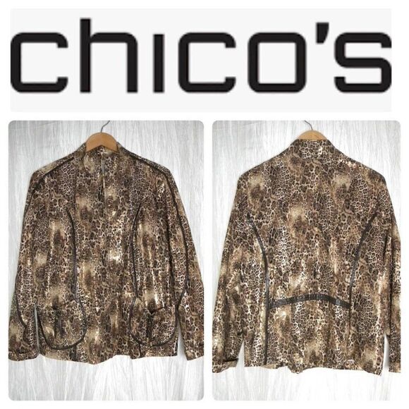 Chico’s Zenergy Animal Print Jacket Sz 2 - Picture 8 of 8